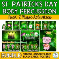 This St. Patrick's Day body percussion BUNDLE has all the materials you need to teach the STEADY BEAT and keep students actively engaged. This bundle has many interactive body percussion activities including videos, flash cards, google apps and games. You'll also get lesson plans and activities you can use right away. These activities are a complete UNIT you can use over an entire month. You found the gold! It's the St. Patrick's Day body percussion activity BUNDLE for the elementary music classroom.