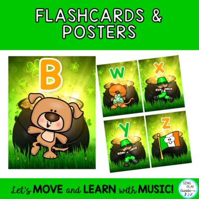 St. Patrick's Day ABC alphabet READ-SAY-MOVE to music as they say ABC'S alphabet letters. Students Move to the music and say ABC's.  Students will love the St. Patrick's Day friends in this alphabet read along video with audio tracks saying the letters. Your students can match upper case alphabet letters A-Z with lower case. Use the video your students to have students move to the music as they say the letters. How fun! They will love calling out the A B C's as they read the letters. Get the jump on letter recognition using the video and activities.
